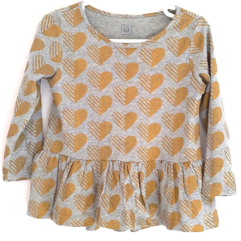 BabyGap Grey with gold Hearts Top